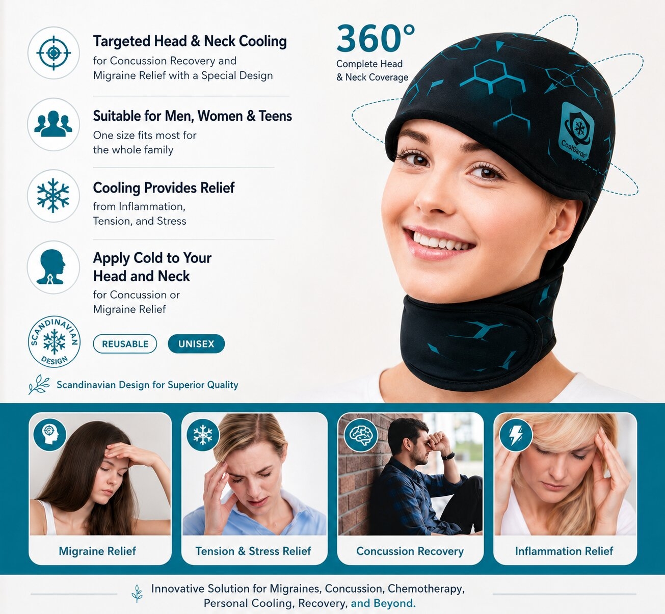 Thumbnail 3 for Cooling Gel Cap for Chemo Hair Preservation, Migraine, Headache & Concussion Relief